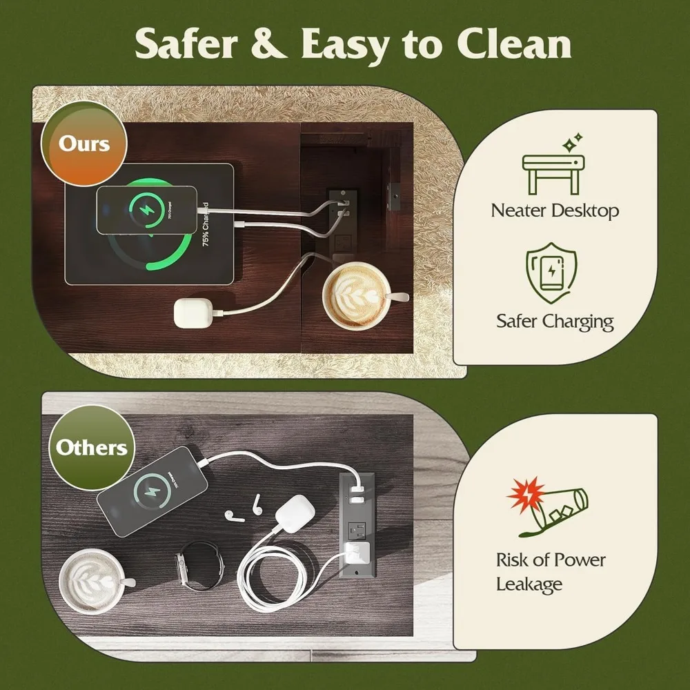 Narrow End Table Set of 2 With Charging Station, Side Tables for Living Room, Small Spaces, Couch, Night Stand Set With Storage,