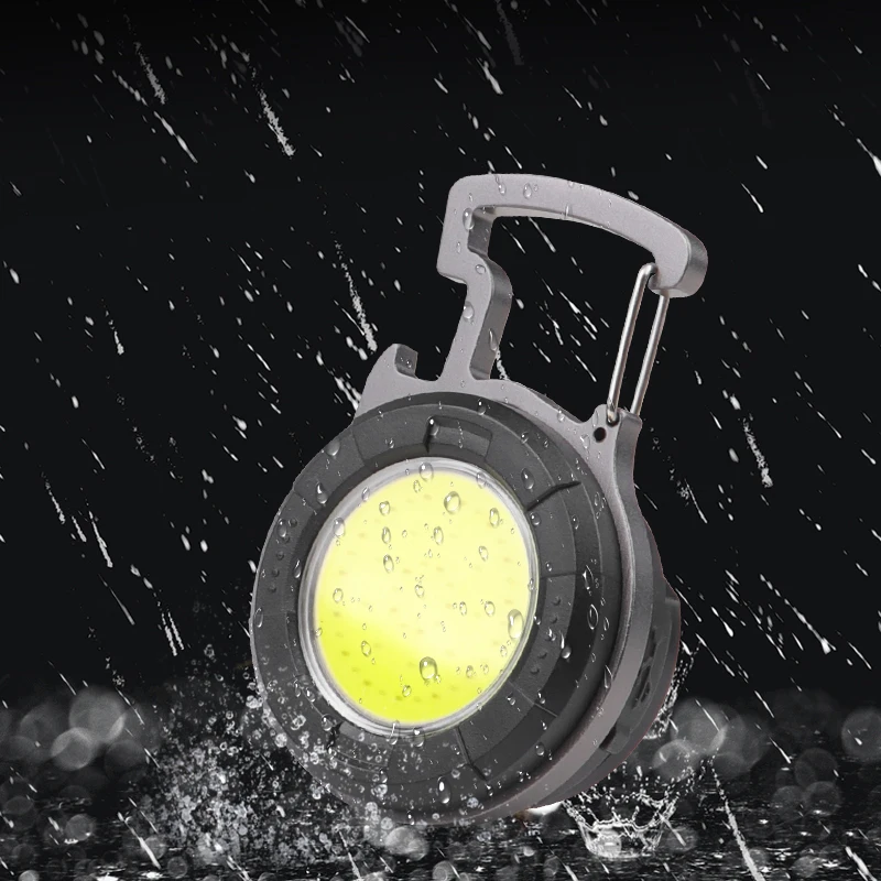 Work Light Mini LED Flashlight Pocket Flashlight Keychains USB Rechargeable For Outdoor Camping Small Light Portable Corkscrew