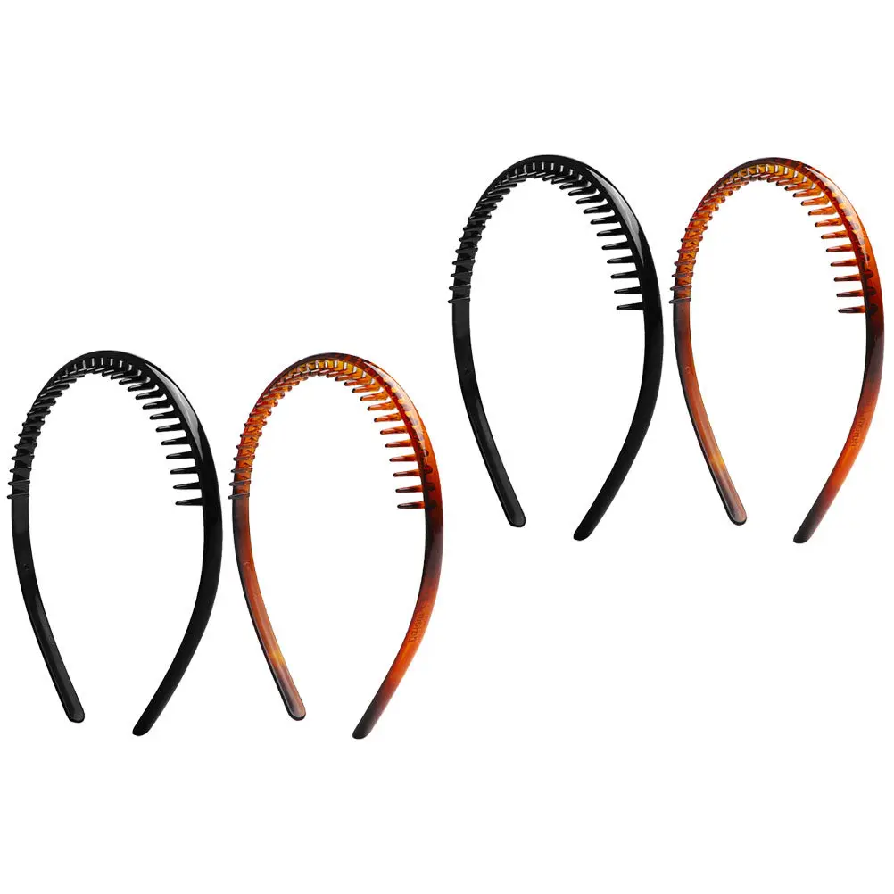 

4Pcs Non-Slip Hair Hoops Tooth Headbands for Wash Face Makeup Exercise Sports Smooth Comfortable Hair Bands Non-Slip Headbands