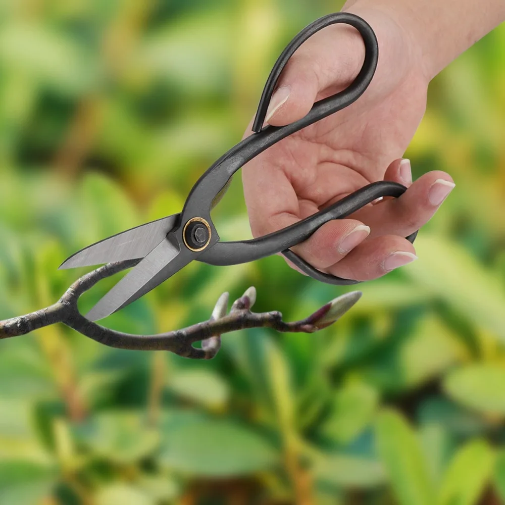 Professionelle Stahl-Bonsaischere mit Schmetterlingsgriff, Scharfe Klingen, Gartenschere, Schwarze Beschneidungsschere für Zimmerpflanzen