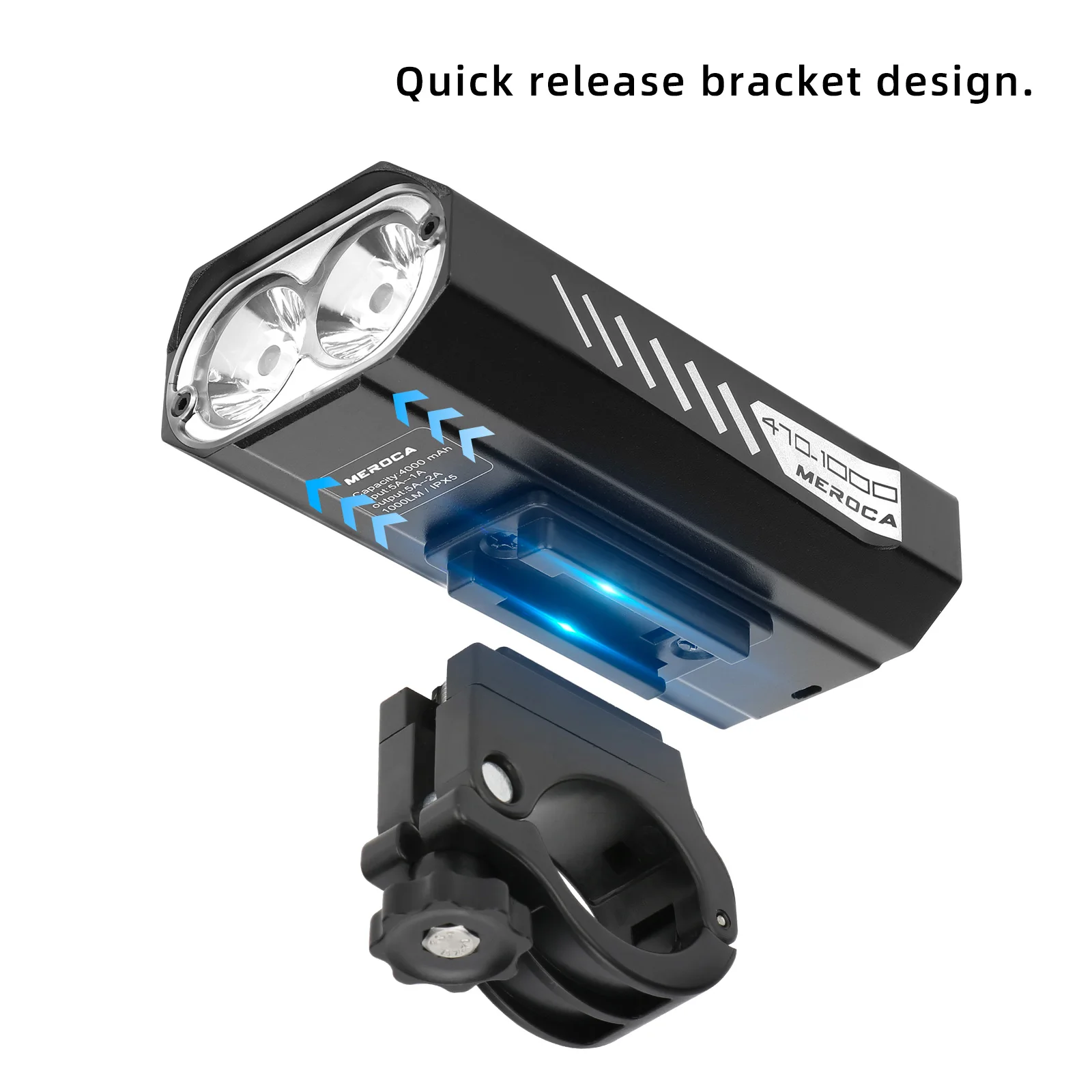 MEROCA Bicycle Front Light 5200mAh Rechargeable Flashlight 1600lm Double LED  Lamp Beads High Brightness Mtb Road Bike Lamp