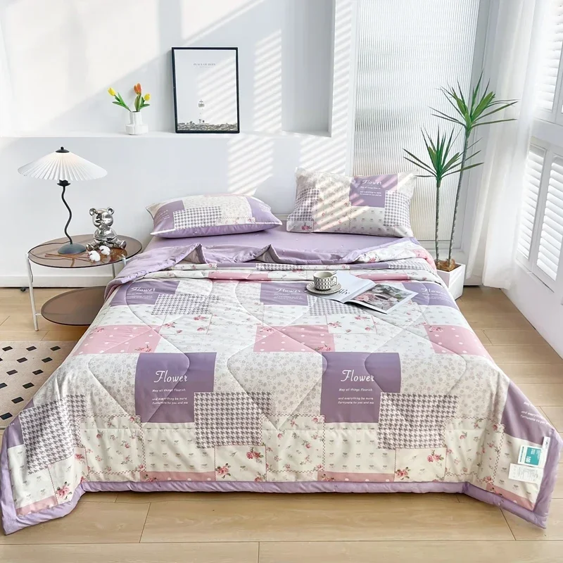 Trapunte estive scozzesi floreali alla moda Paese Farmhouse Patchwork Set biancheria da letto reversibile in cotone 100% Piumino per aria condizionata