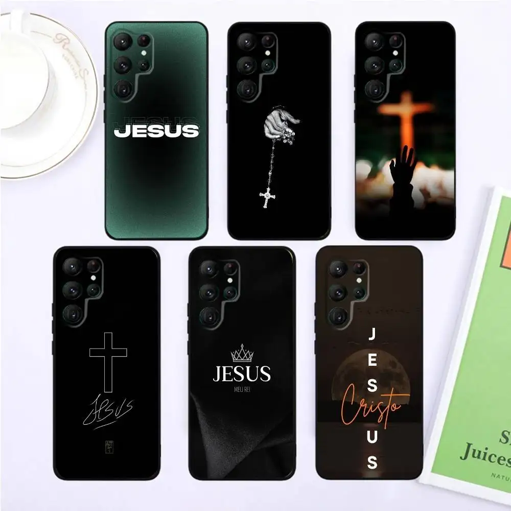 

Bible Jesus Christian Cross Phone Case For Samsung S25,S24,S23,22,21,Ultra,Pro,S10,S30Plus,20lite Black Cover