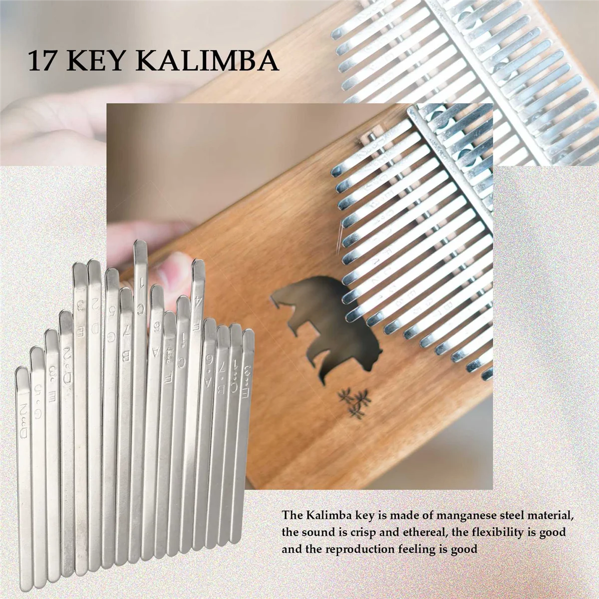 17 teclas Kalimba Thumb Finger Piano DIY, puente, martillo de afinación, Kit de piezas de instrumentos musicales, accesorios