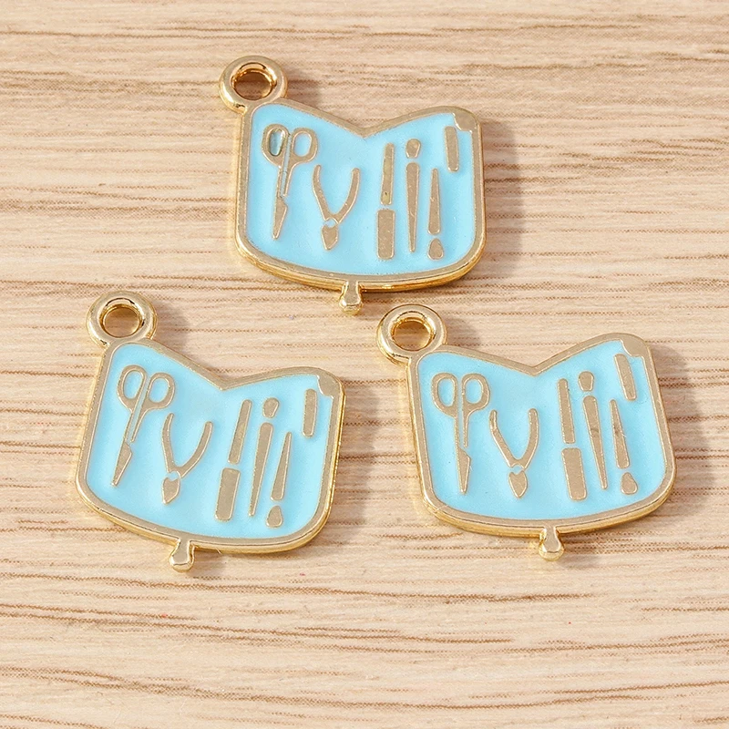10pcs 16x17mm Enamel Manicure Cutters Nail Clipper Tools Charms Pendants for Jewelry Making Necklace Earrings DIY Craft Supplies