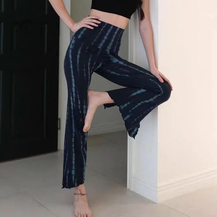 

Korean Sle Printed Side Open Wide Leg Yoga Pants Moisture ng Fitn Exercise Pilates Sports Ins Sle Breathable