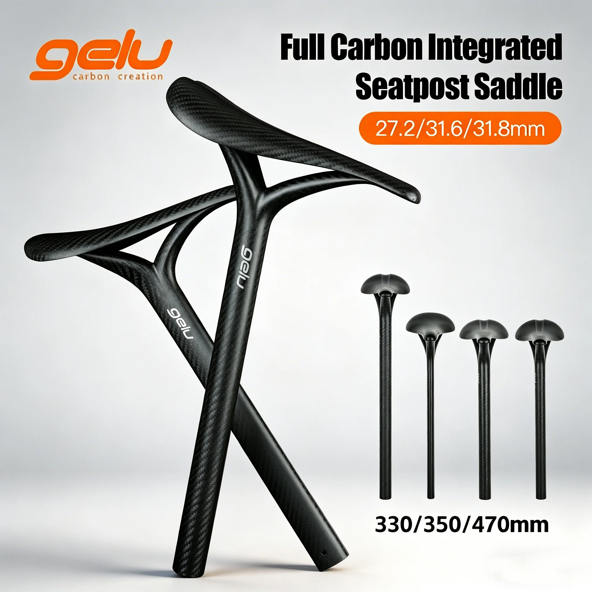 

GELU T700 Full Carbon Fiber Integrated Bicycle Seatpost/Saddle 74.5° / 75.5° Angle Bike Parts for High-end Race Frames Designed