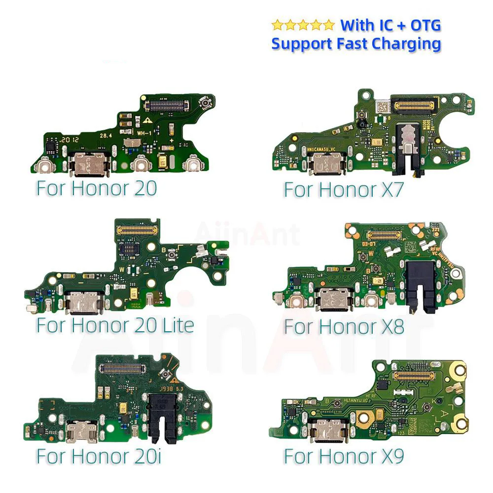 Aiinant USB Mic Sub Board Dock Charger Connector Charging Port Flex Cable For Huawei Honor View 20 Lite Pro 20i 20s X7 X8 X9