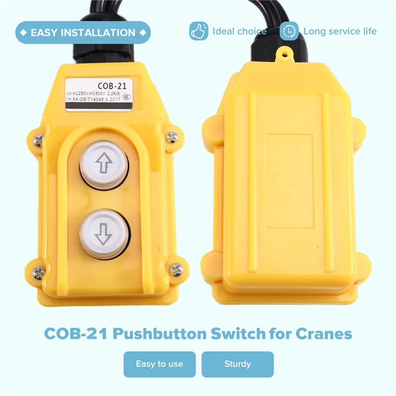 

【Flash Deal】Crane Driving Direct Control Button, Electric Hoist Three-Phase COB-21 Button Switch With Wire Hoist Switch