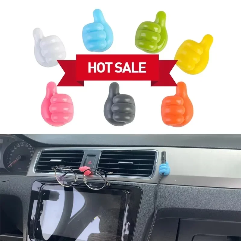 

10 шт., ручные очки, держатели кабелей для передачи данных, самоклеящиеся крючки для большого пальца, мини-резина, фиксированное для хранения автомобиля, креативная милая автозастежка