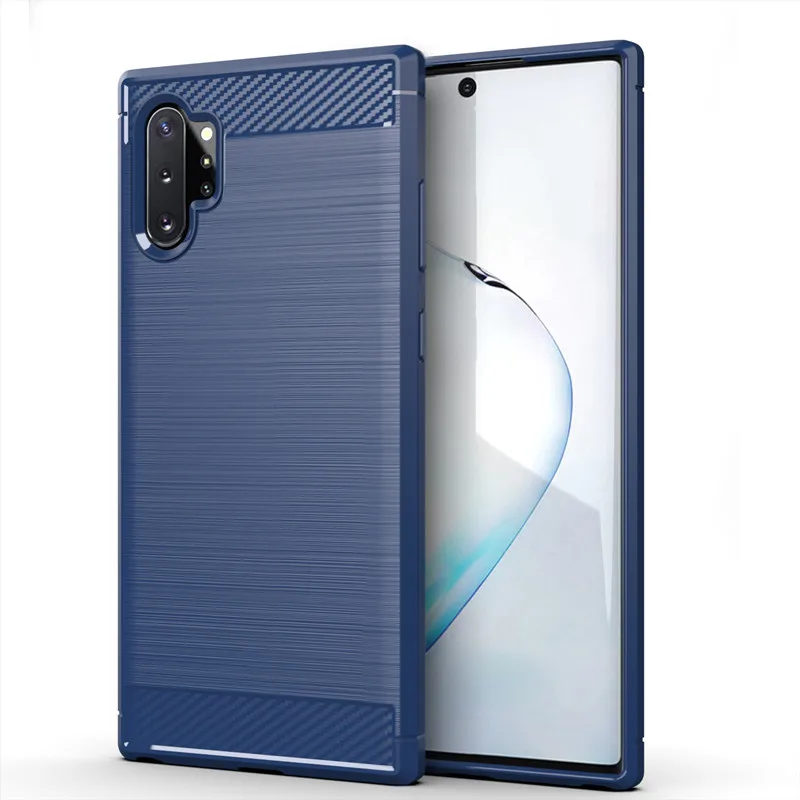 Phone Case for Samsung Note 10 Plus Carbon Fiber Shockproof Case for Galaxy Note10 plus Full Protective Back Cover Coque Fundas