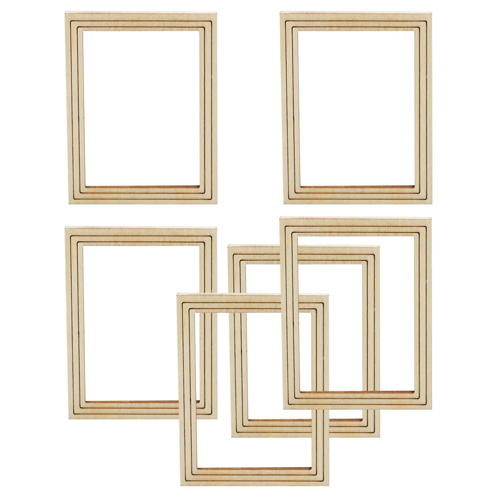 

6Pcs Wooden Frame Models Unfinished Miniature DIY Painting Crafts Micro Landscape Decoration Supplies