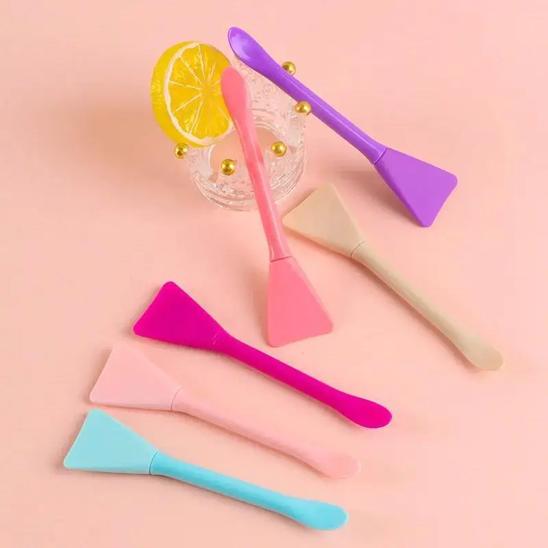 Double Head Dual-use Facial Mask Brush Silicone Facial Mask Stick with Scoop Apply Mud Film Facial Mask Brush Facial Beauty Tool