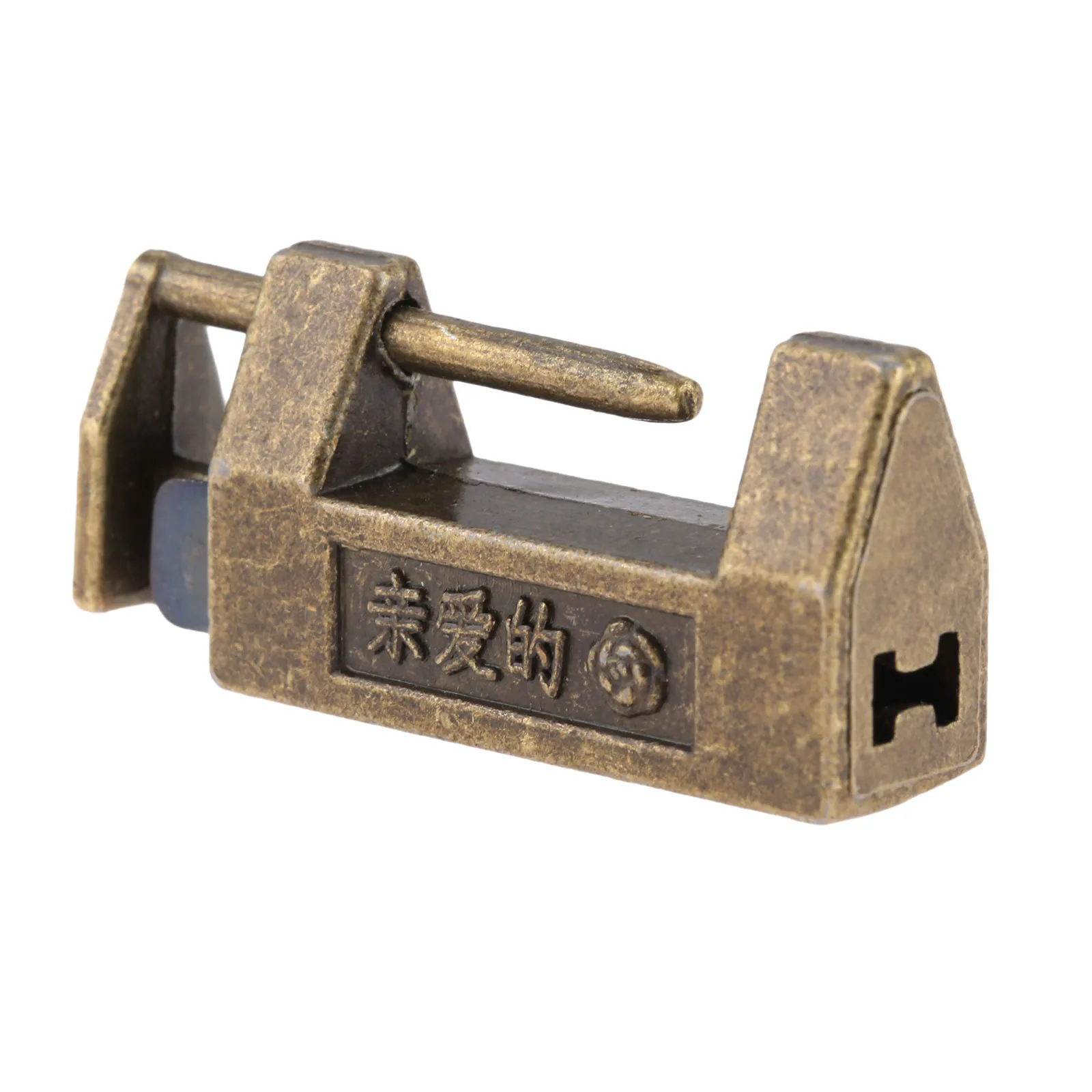 DRELD 33x18mm Vintage Antique Chinese Old Lock Retro Padlock Jewelry Wood Box Padlock Lock for Suitcase Drawer Cabinet with Key