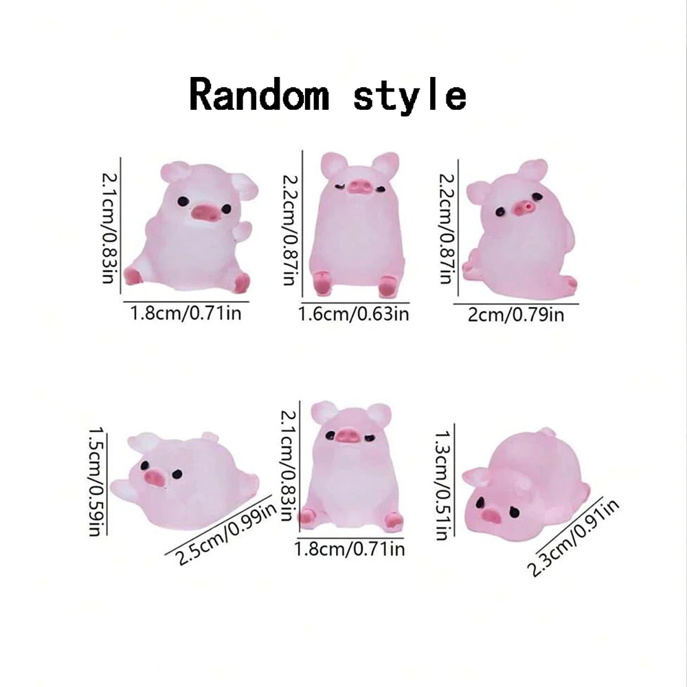6/15/30/1 Kotak Desain Babi Bercahaya Miniatur Babi Merah Muda Mini Kreatif Menyala Dalam Gelap untuk Dekorasi Rumah Lanskap Taman