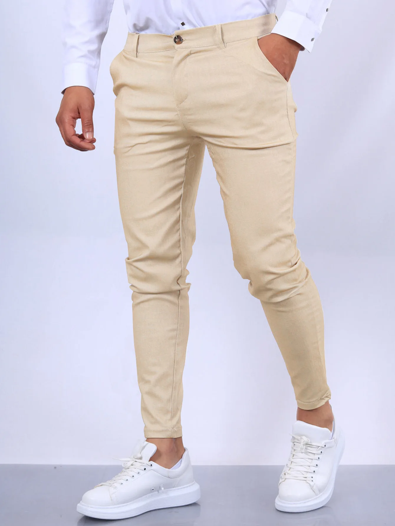 Calça Formal Casual confortável masculina, Monocromática, Europeia e Estados Unidos, Bezerro de vento, Moda, Quatro Estações