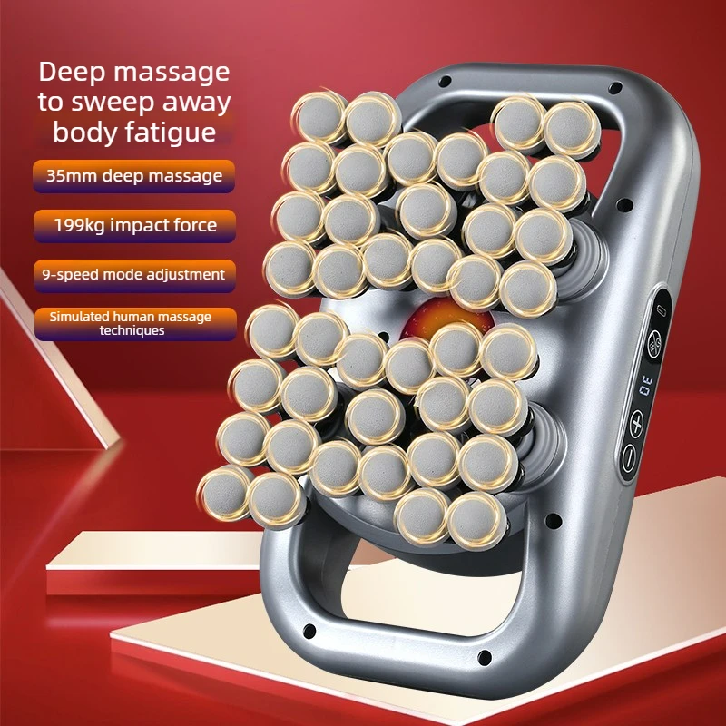 Rechargeable Red Light Vibration Massage 48 Heads Electric Muscle Relax Fascia Massager For Home Sports Use 42 Heads Optional