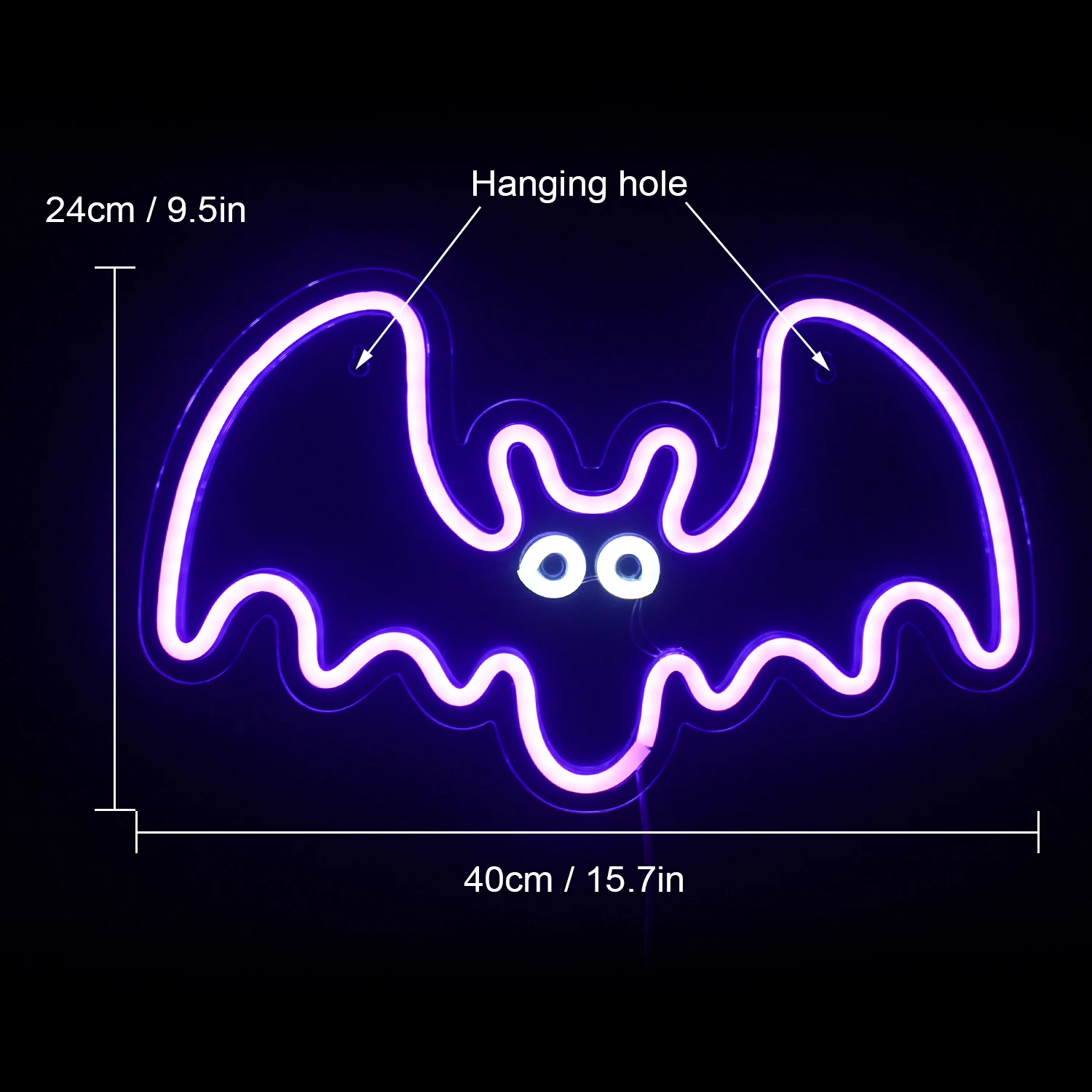 Halloween Bat Neon LED Sign, Alimentado por USB, Decoração de parede roxa, Festa, Quarto, Sala de jogos, Assustador