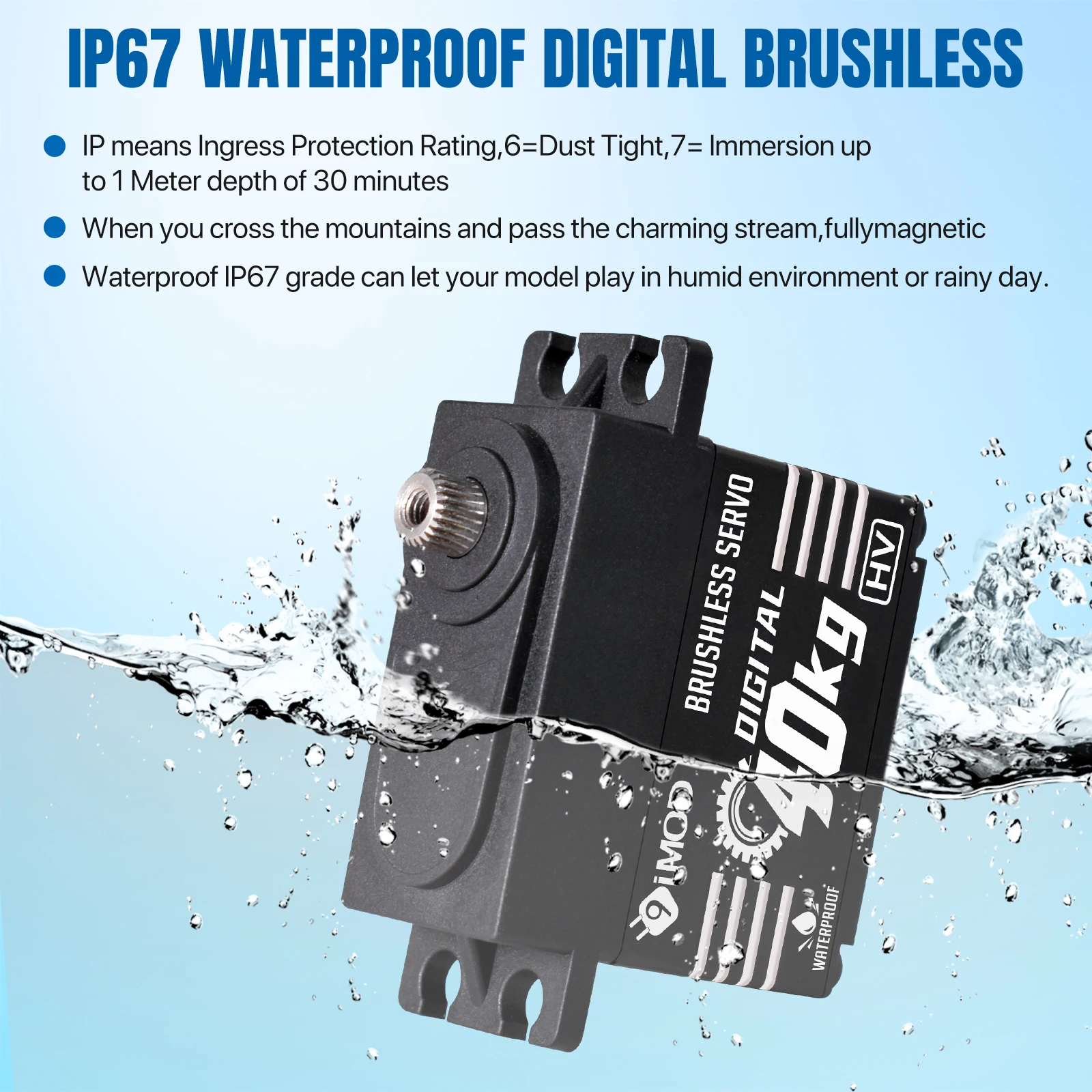 9imod Bürstenloses Servo Wasserdichtes digitales Metallgetriebe-Servo für 1/8 1/10 RC Crawler Car Boat – Detail 4