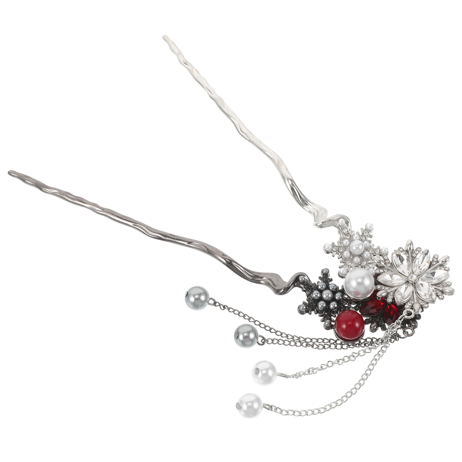 

2pcs Chinese Style Snowflake Hairpins With Tassels Vintage Metal Sticks For Women Traditional Hair Accessories Wedding Party