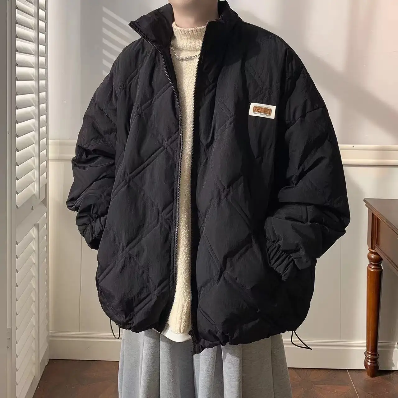 

New American winter trend cardigan jacket for men and women loose fitting stand up collar warm and personalized casual top y2k