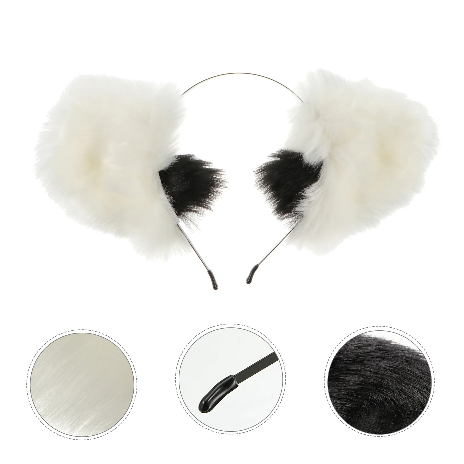 Fascia per gatti in peluche Accessori per capelli con presa per orecchio da ballo Copricapo bianco tridimensionale in tessuto di volpe