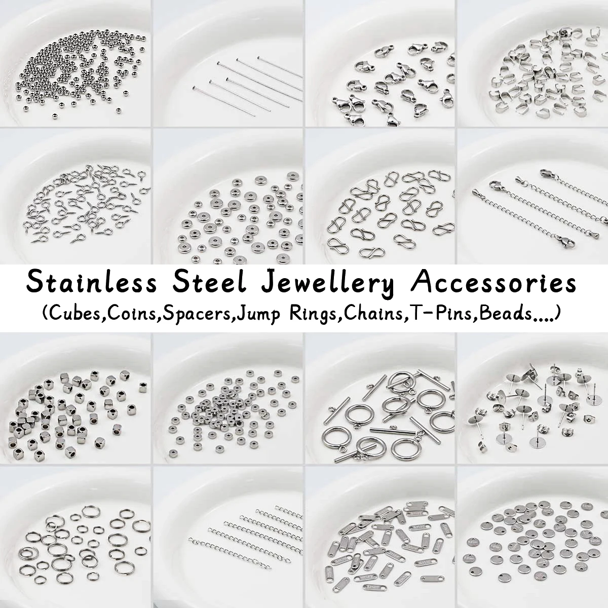 Stainless Steel Jewelry Repair Kit DIY Essential Accessories Maker's Tool Base Jump Ring Spacer Lobster Clasps Chains Pin Beads