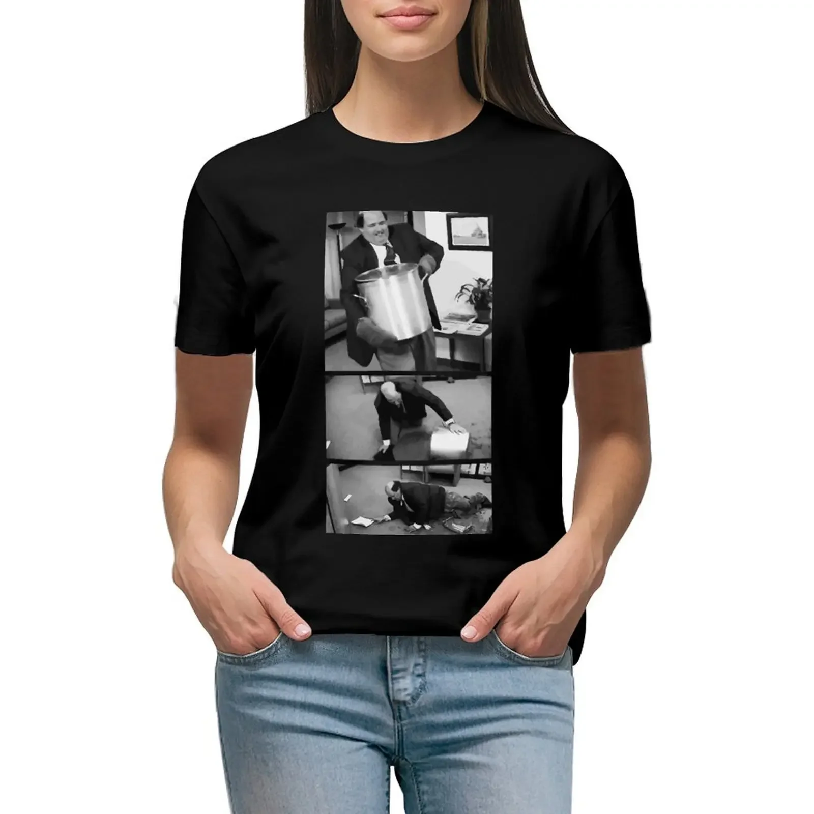 

Kevin's Chili B&W Sequence T-Shirt customizeds Short sleeve tee summer tops funnys Women's cotton t-shirt