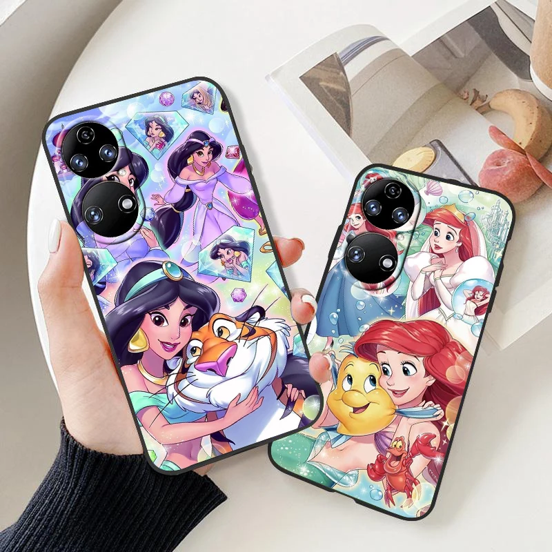 Disney Princess Cartoon For Huawei P60 P50 P40 P30 P20 Pro Lite P Smart Z 2021 2019 4G 5G Silicone Soft Black Phone Case Fundas