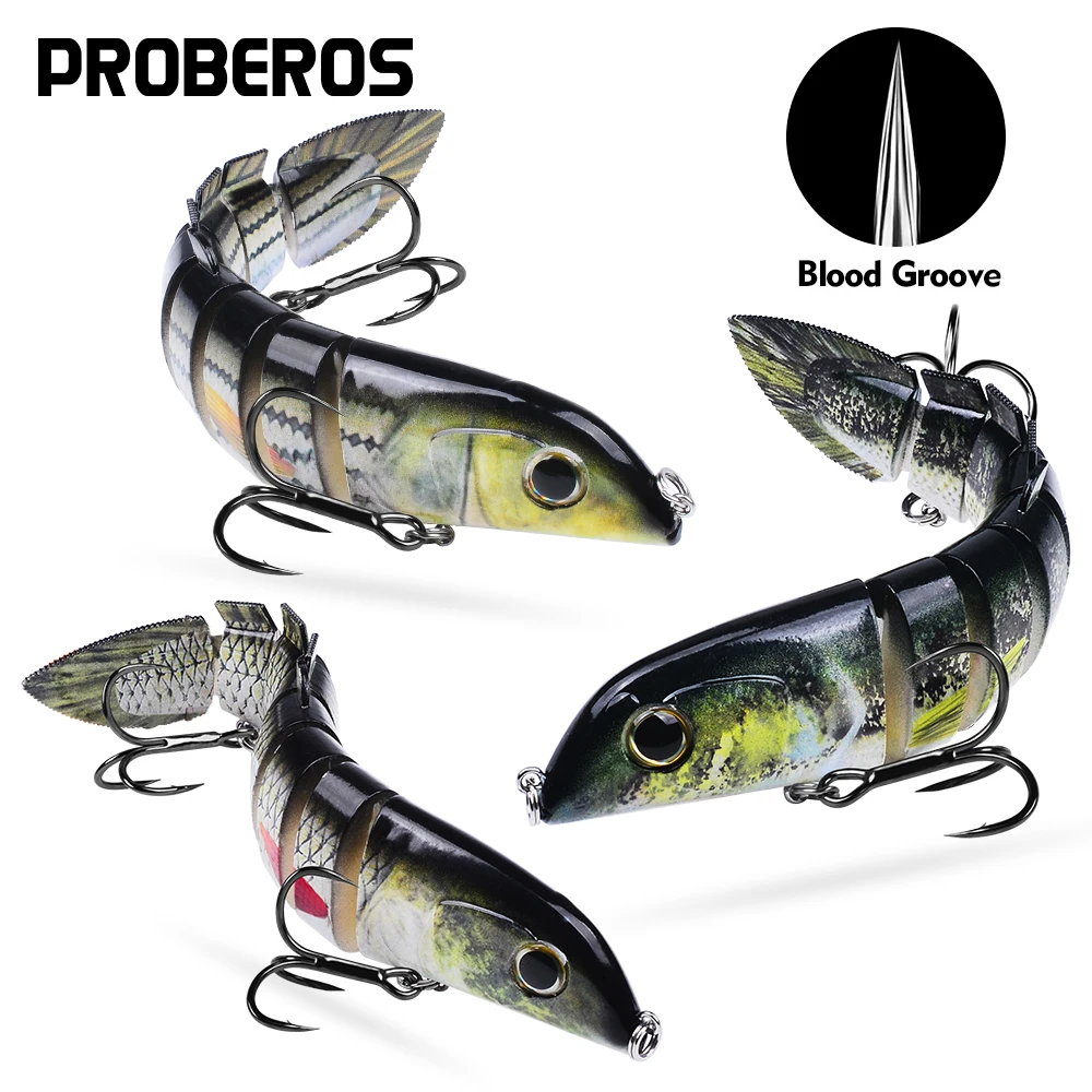 Proberos 1 Stück Naturgetreuer Gelenkiger Schwimmköder, Langsam Sinkender Köder für Barsch, Hecht, Panfisch, Zander, Angelgeschenke für Männer