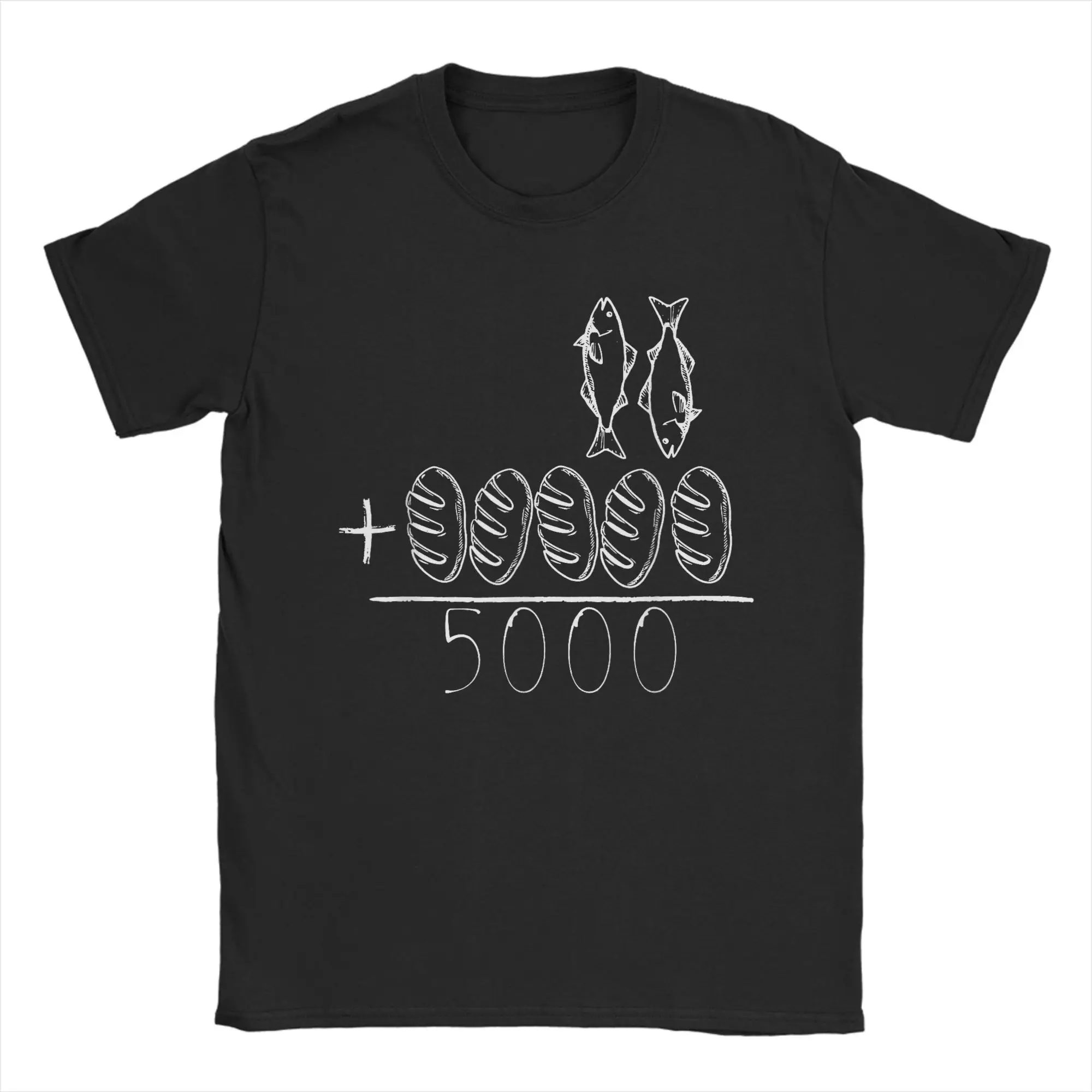 2 Fishes 5 Breads Jesus Feeds The 5000 Christian Bible Verses T-Shirt Summer Popular Tee Shirt For Men Short-Sleeve Top Tees