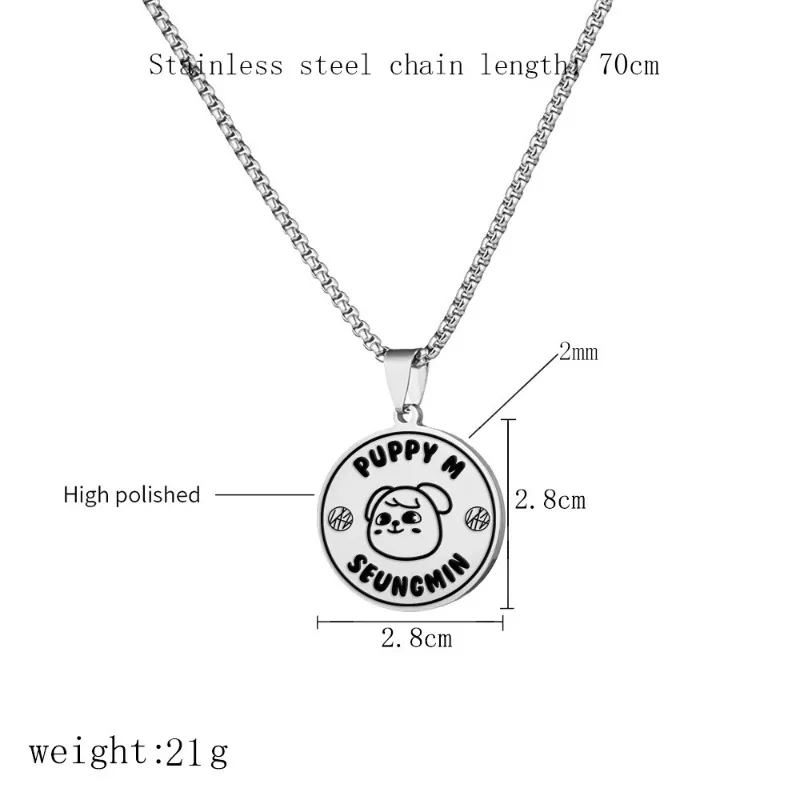 

SKZOO K-pop 2026 Stainless Steel Engraved Necklace, Titanium Alloy Cute Pendant, Sweater Chain Set, with Idol Accessories
