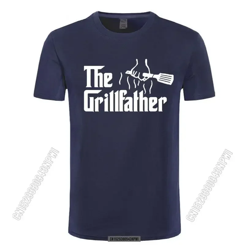 Men's Fashion The Grillfather Grey Funny Bbq Grill Chef Tee Shirt Cotton Stylish Chic T-Shirt