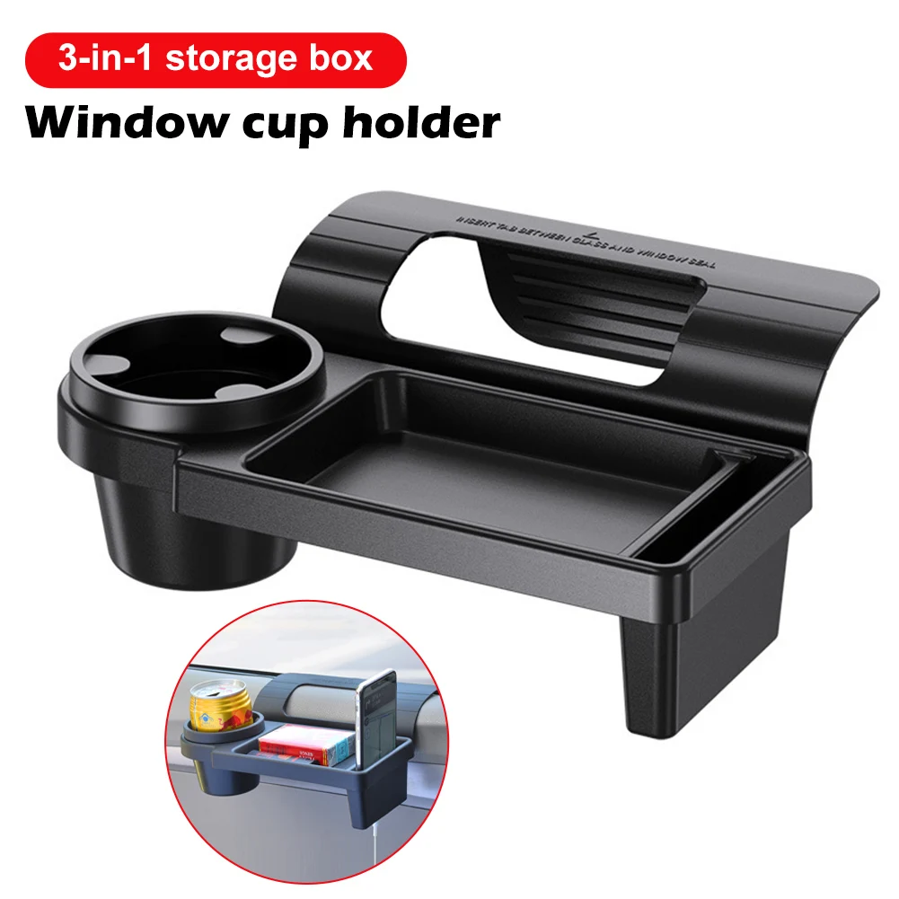 

1pcs Car Door-mounted Cup Holder with Phone Slot Car Side Door Organizer Plastic Hanging Drinks Storage Rack