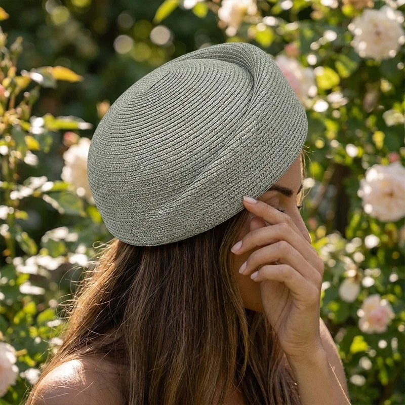 Summer Straw Pillbox Hat Beret Hat Fedora Sun Cap for Women Hostess Millinery Fascinator Designer Base Hat Fashion Painter Hat