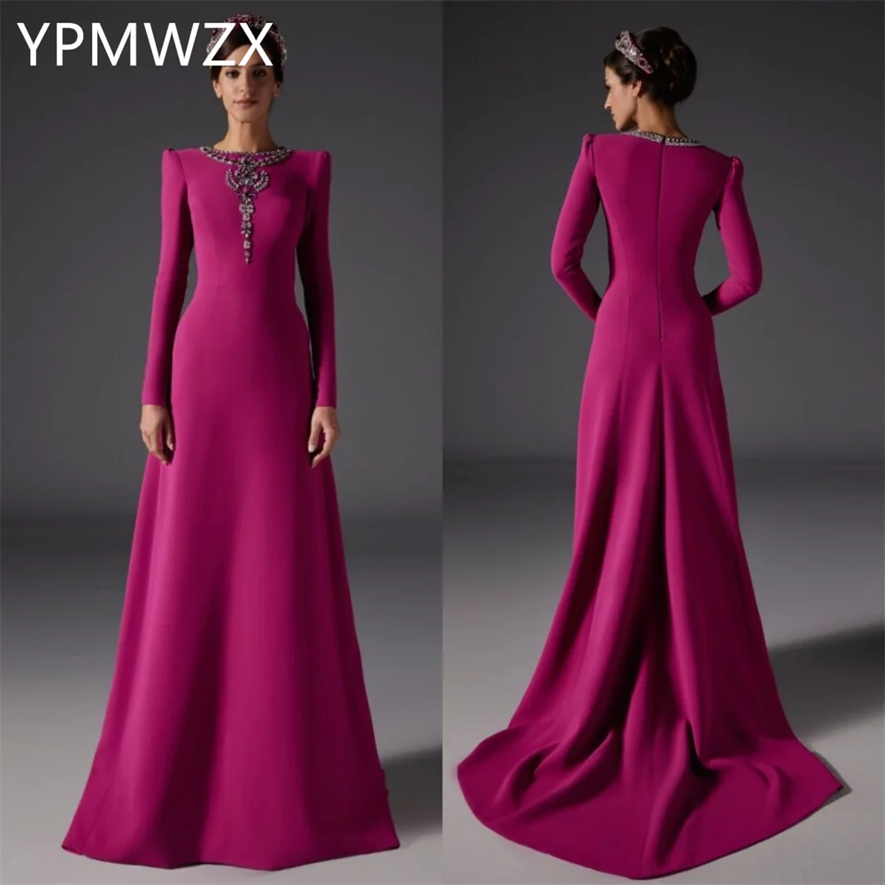 Customized Evening Dress Women Party Occasion Formal YPMWZX Scoop Neckline Floor Length Skirts Bespoke  Dresses Prom Go