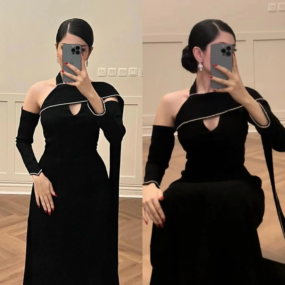 

Jiayigong Jersey Beading Cocktail Party A-line Halter Bespoke Occasion Gown Long Dresses Saudi Arabia