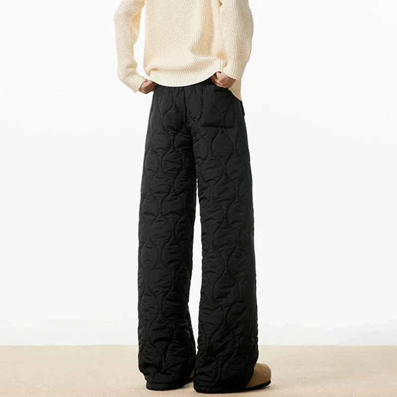 LUZHEN العصرية بلون تنقش مرونة الخصر الرباط مستقيم مبطن بنطلون الرجال 2025 جديد وسيم سراويل تقليدية JY4913