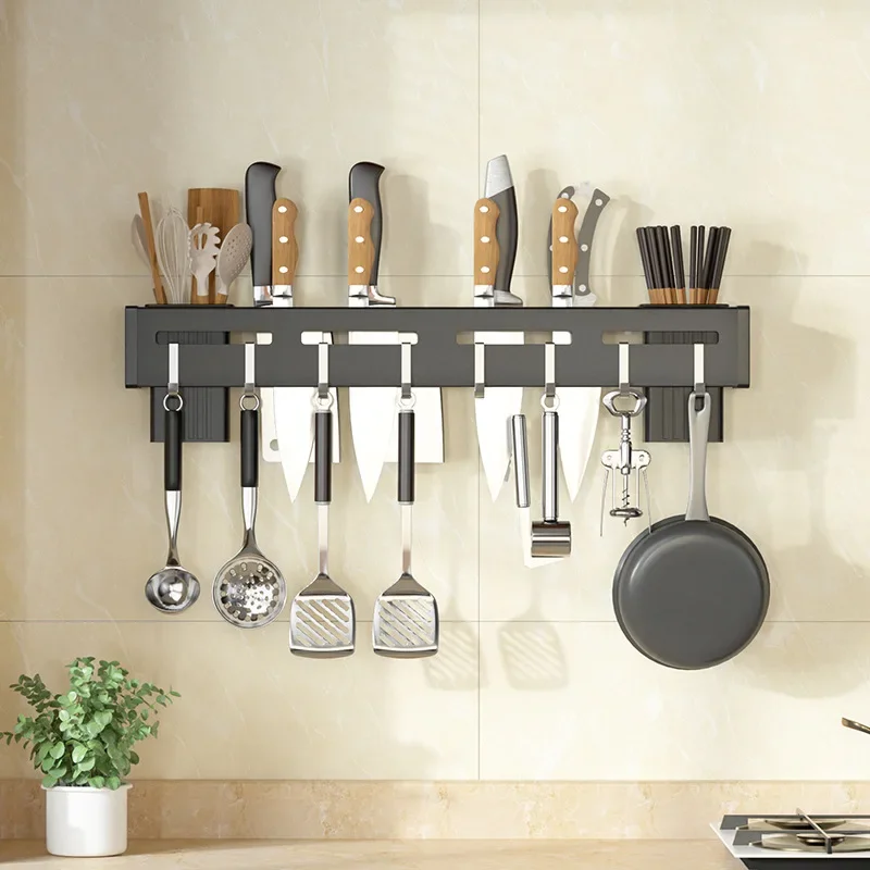 

Wall-mounted Kitchen Storage Racks Knife Spoon Hanging Holder Chopsticks Spice Aluminum Kitchen Accessories Organizer Storage