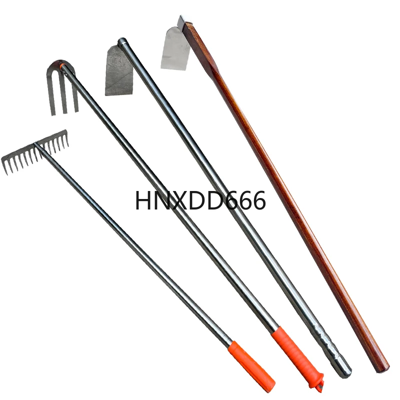 

Large hoe ground digging multi-functional wooden handle agricultural outdoor ground turning manganese steel weeding rake