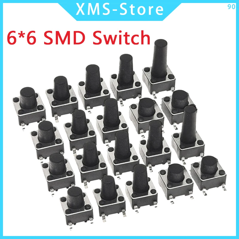 

50pcs SMD Switch 6*6*4.3mm 5/6/7/8/9/10/11/12/13/14/17 6X6 4Pin Tactile Tact Push Button Micro Switch Self-reset Switches