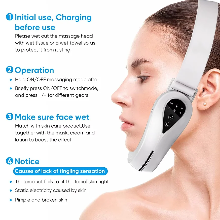 3 في 1 آلة إزالة الذقن المزدوجة الكهربائية على شكل حرف V جهاز تجميل الوجه مكركرنت أحمر أزرق الفوتون أداة تنحيف الوجه #6