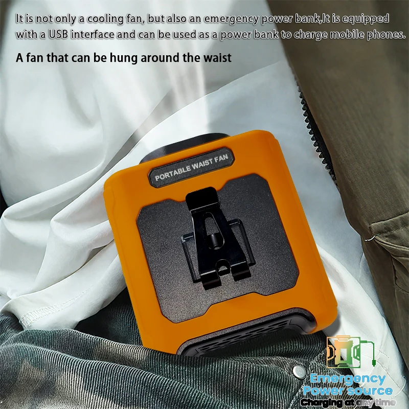 

Поясной вентилятор Носимый поясной вентилятор На открытом воздухе для работы на месте Путешествие на большие расстояния для улицы 5 скоростей и света 40 часов с функцией громкой связи