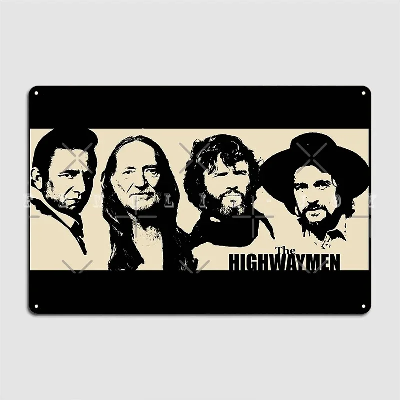Outlaw Country Supergroup The Black Stencil Metal Sign Cinema Garage Bar Cave Funny Wall Plaque Tin Sign Poster