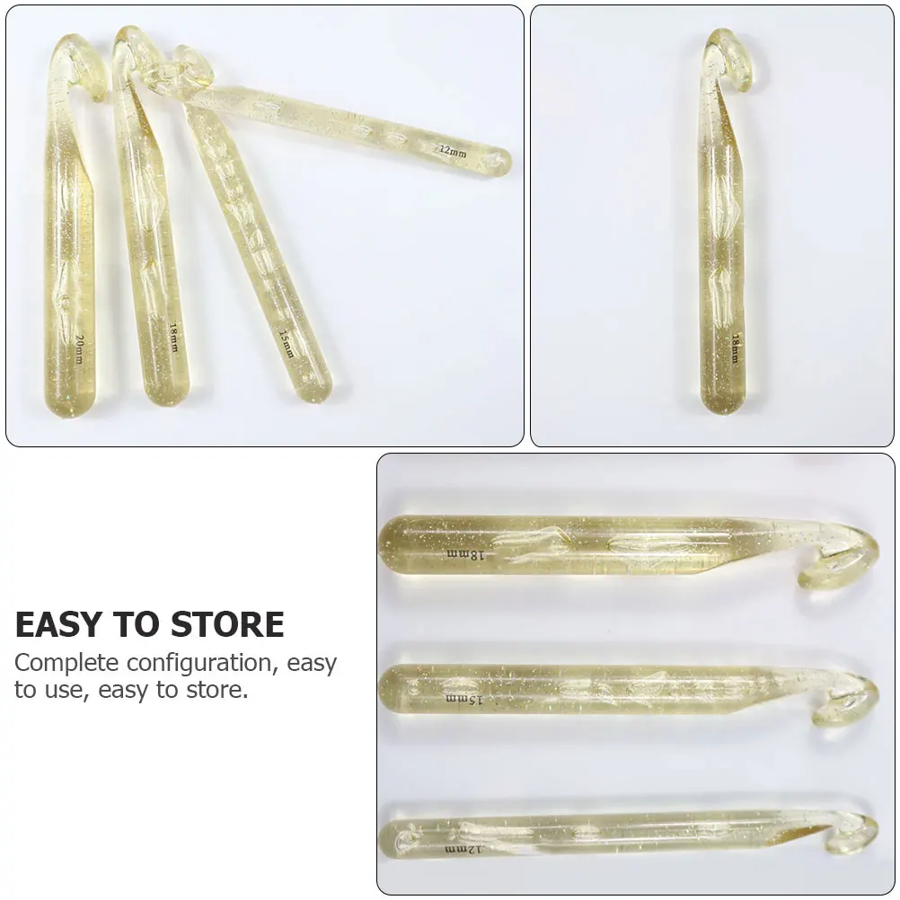 

Crochet Hook Knitting Accessories Knitting Tools Assorted Color Needles Plastic Durable Crystal Non Slip Easy Store
