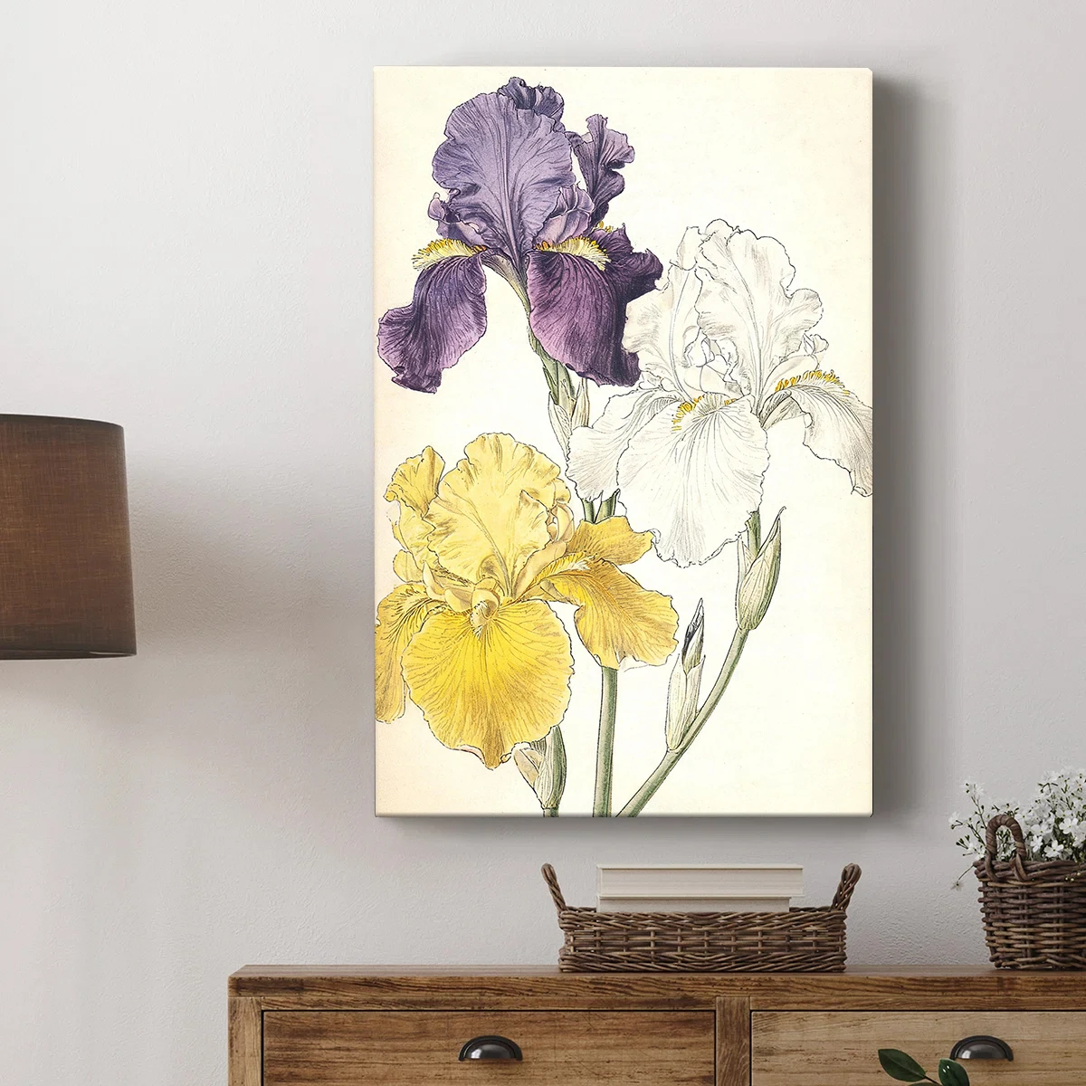 アイリスの花の水彩画 花の静物画 キャンバスウォールアートプ - Home Decor Mirror のレビューと価格