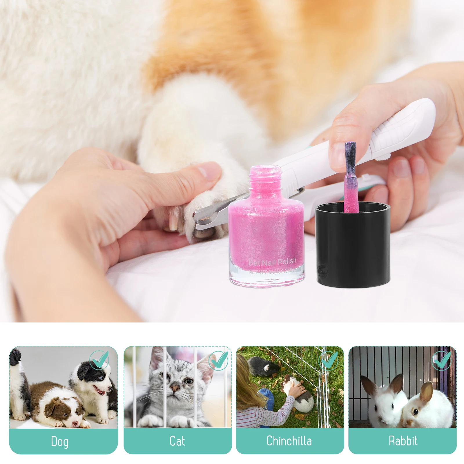 

6Pcs Pet Dog Nail Polish Water-Based Non-Toxic Eco-Friendly Multiple Colors Easy Remove Pet Supplies Dog Nail Polish