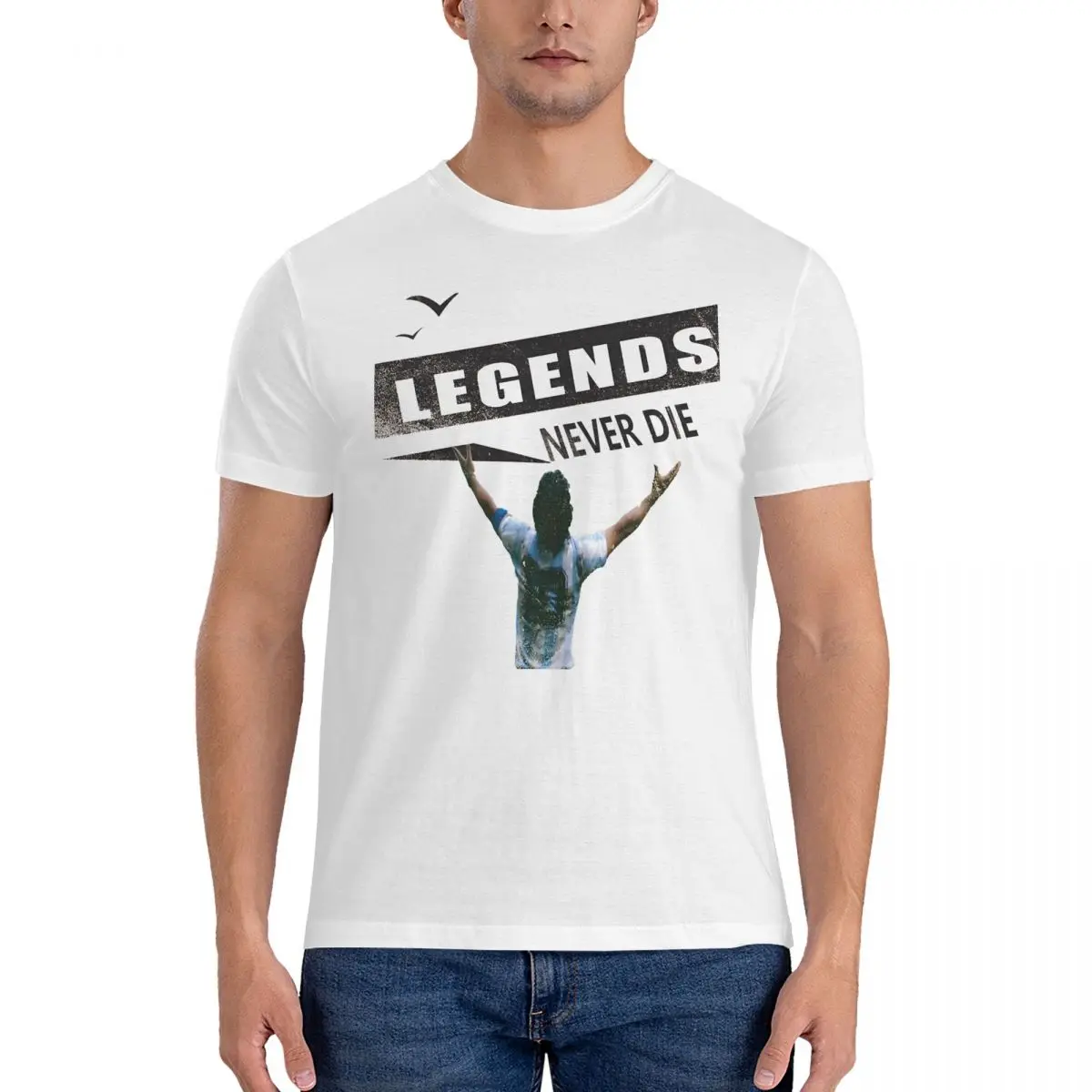 Men's Eldiego Never Die T Shirt Maradona 100% Cotton Clothing Creative Short Sleeve O Neck Tees Original T-Shirts