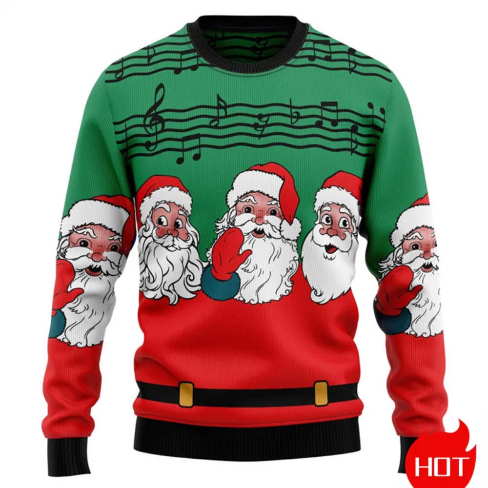 جديد عيد الميلاد سانتا كلوز الكتابة على الجدران سترة مضحك الشتاء سترة قبيحة ثلاثية الأبعاد طباعة Harajuku البلوز عادية مضحك