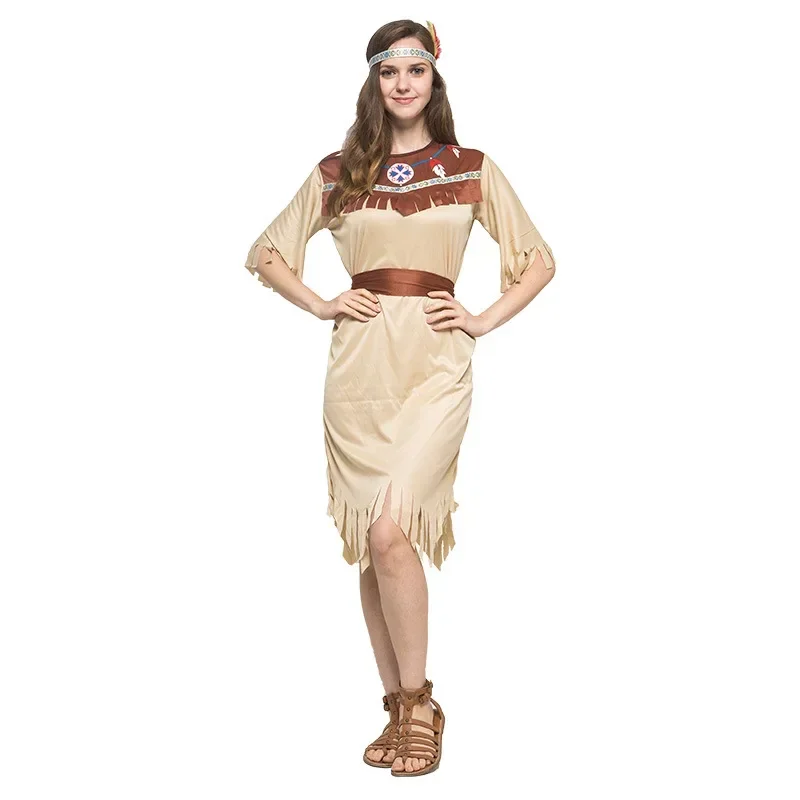 Indian Performance Women Costume Cosplay Halloween Adult Male Indigenous Primitive Savage Clothes MN9